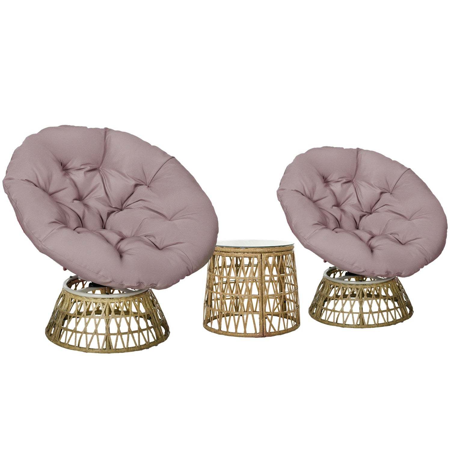 Gul 3-delad trädgårdsbistroset med kuddar