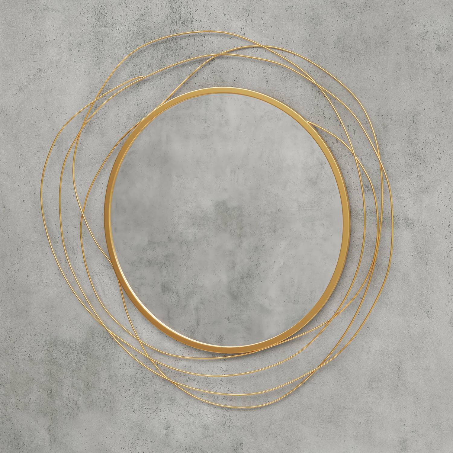 Guld rund väggspegel, 65 cm – Metallram, dekorativ