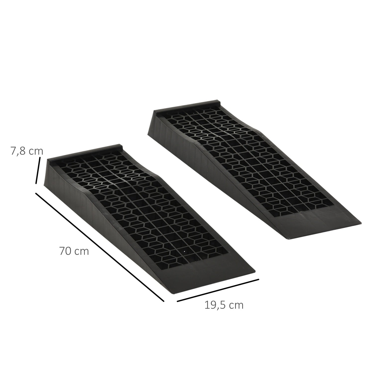 Gummitröskelrampsats, svart, 70x20x8 cm, trottoarkant