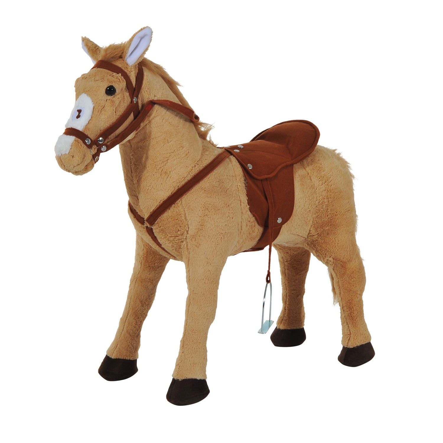Plysch gunghäst med ljud för barn, Beige, 85 cm
