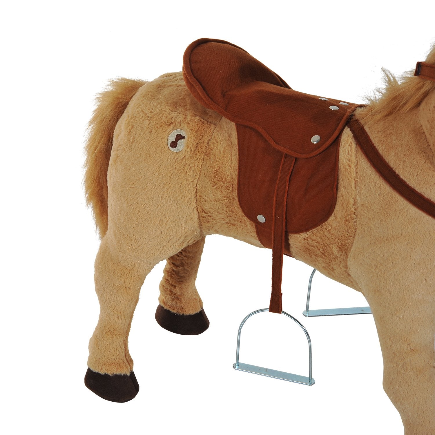 Plysch gunghäst med ljud för barn, Beige, 85 cm