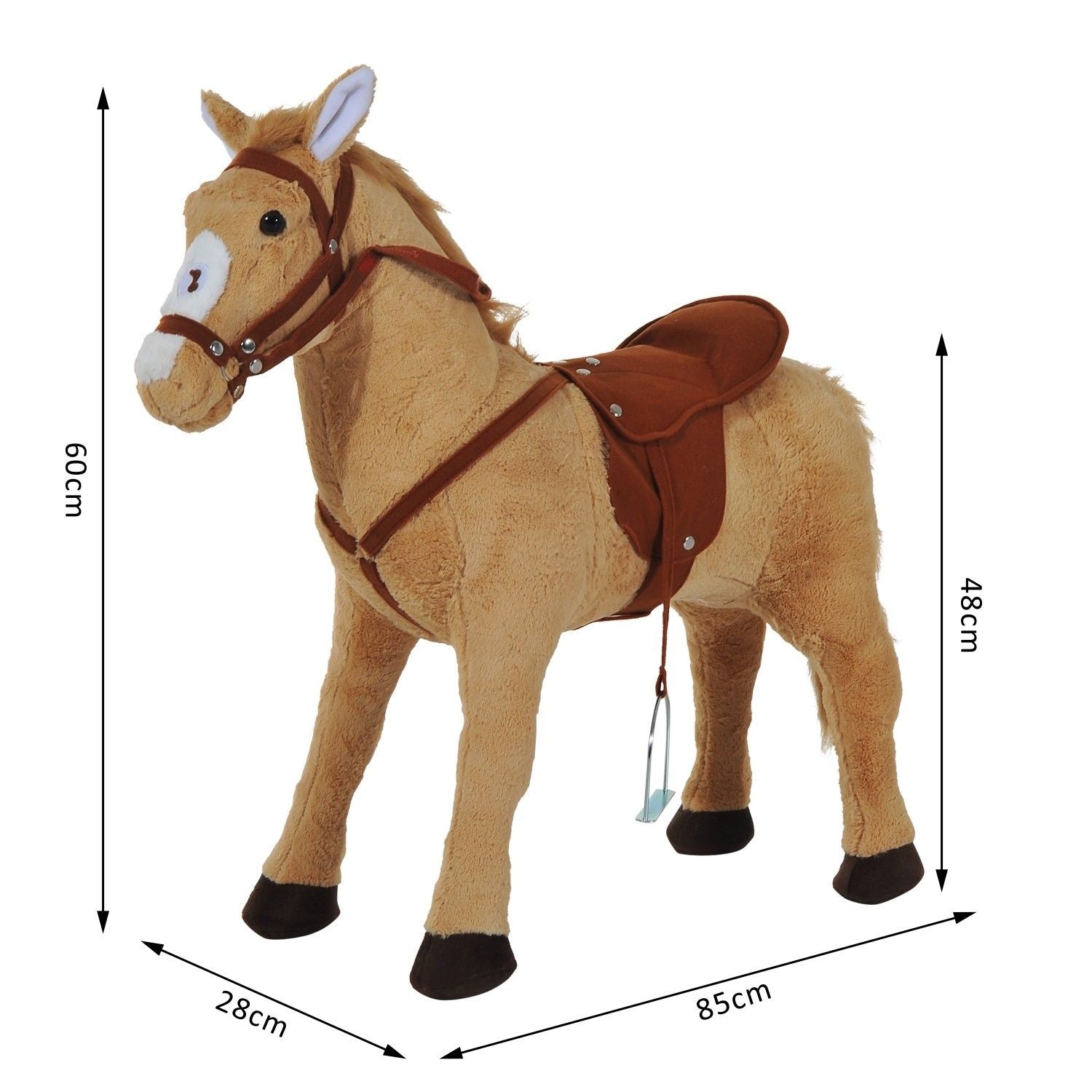 Plysch gunghäst med ljud för barn, Beige, 85 cm