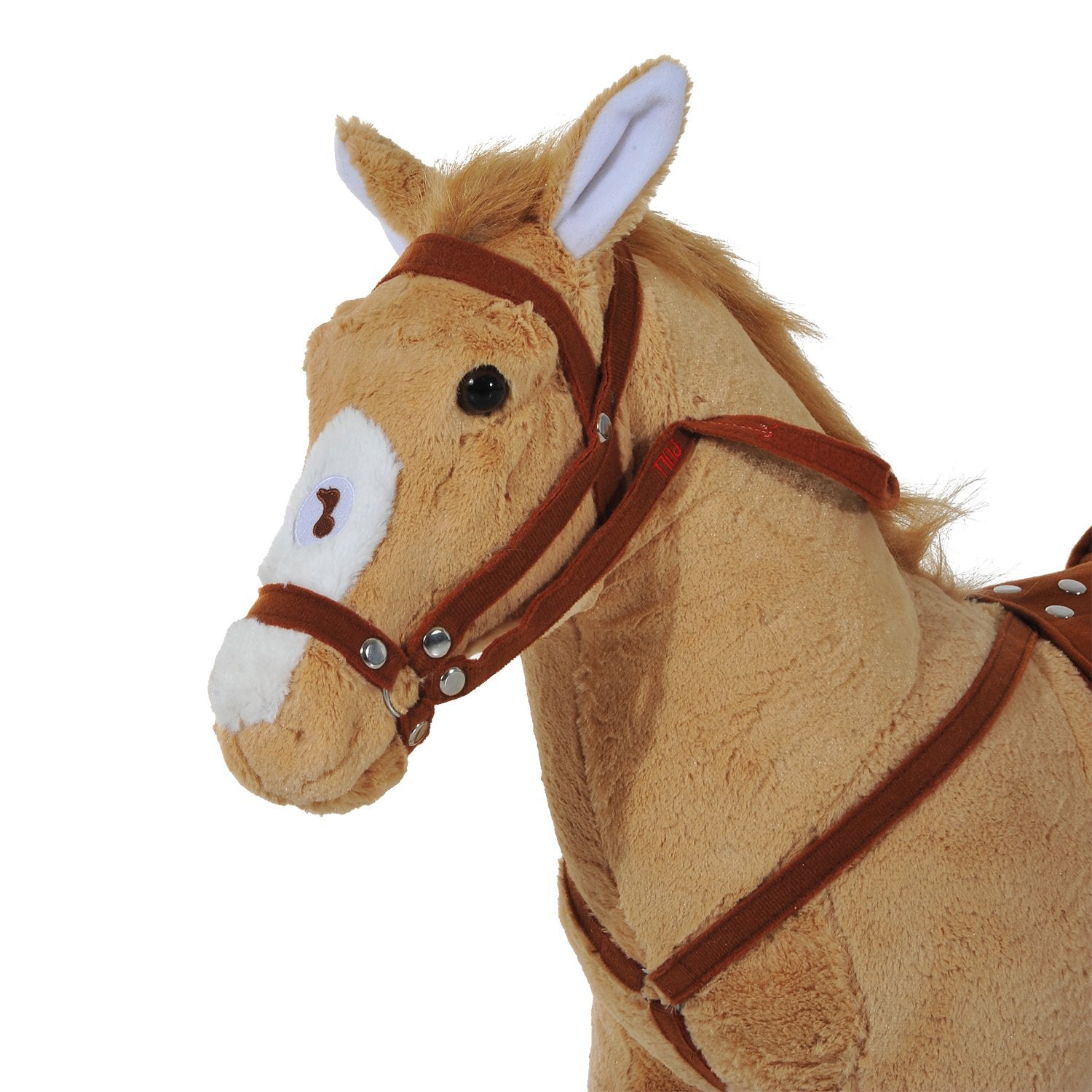 Plysch gunghäst med ljud för barn, Beige, 85 cm