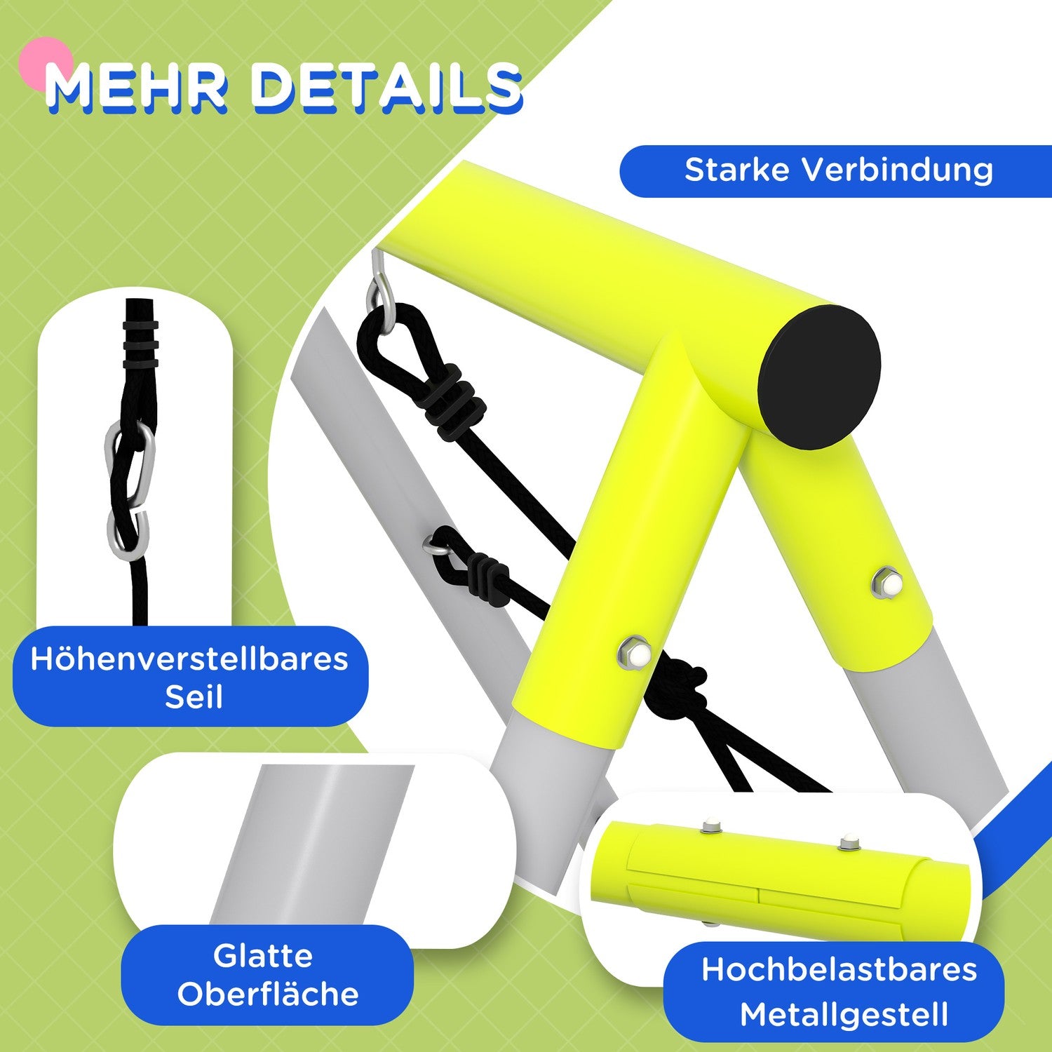 Gungställning för barn med klätternät och stege – Grön