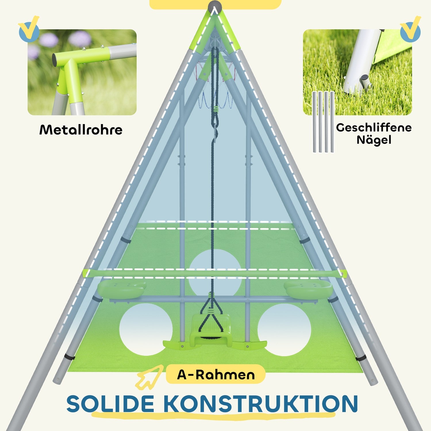 Gungställning för utomhusbruk för barn – rutschkana, båge, mål och gunga