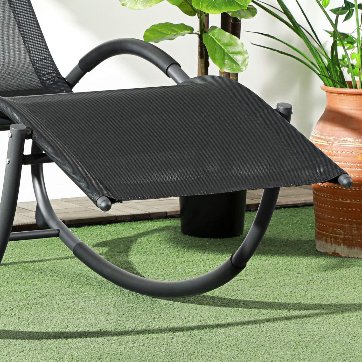 Gungstol med dyna, svart, 155x61x88 Cm