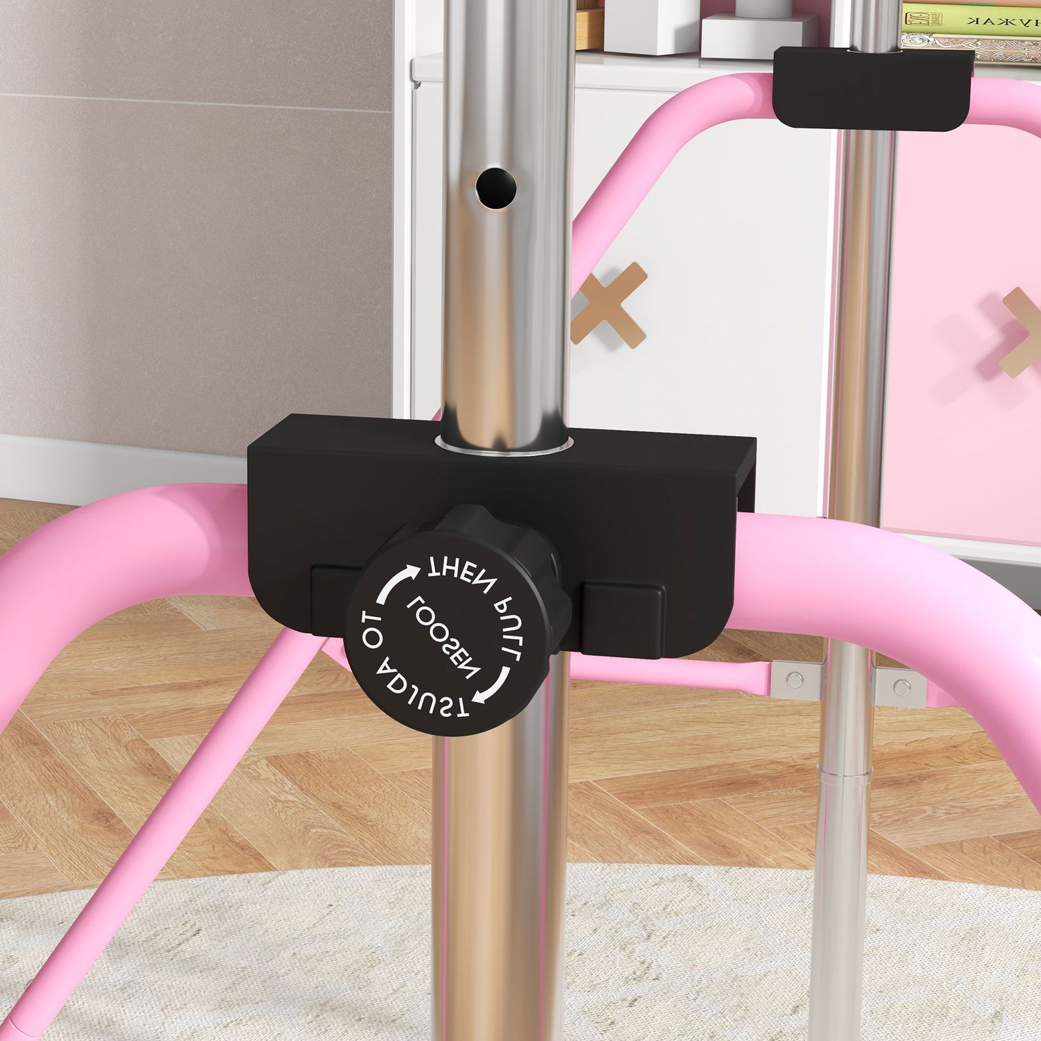 Gymnastikstång för barn, Justerbar, Rosa stål, 50 kg Kapacitet
