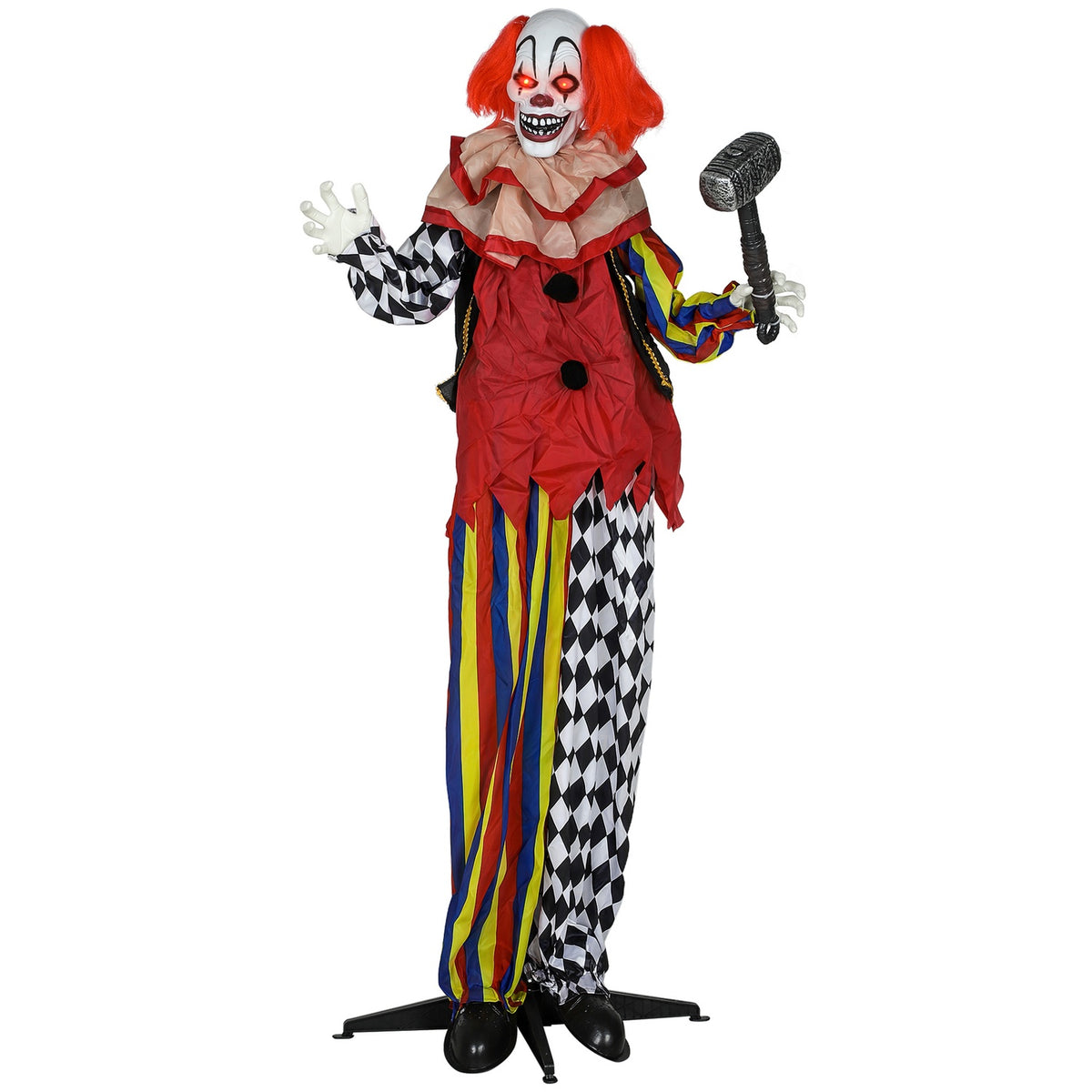Animatronický halloweenský klaun, 173 cm, svítící oči