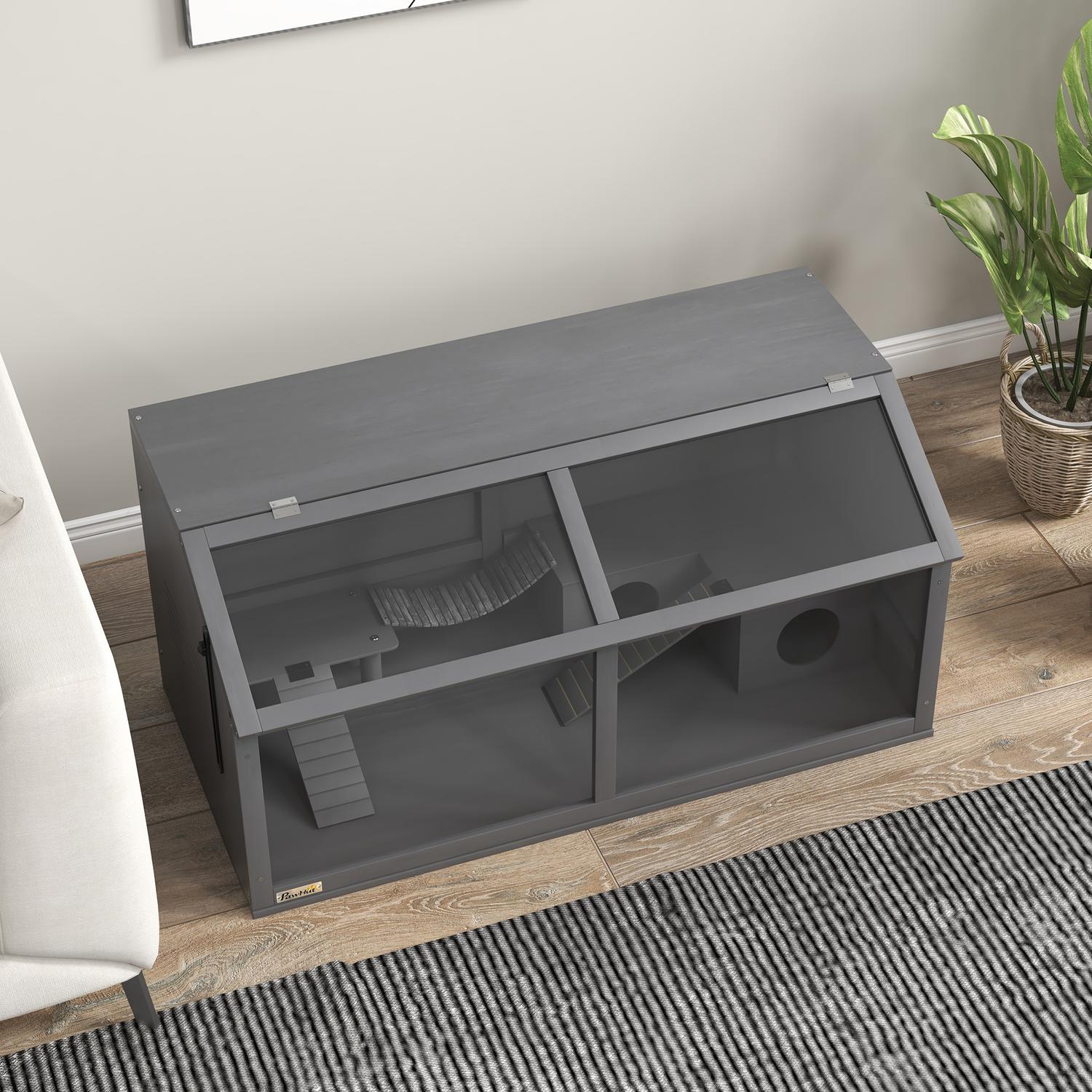 Hamsterbur i trä, 100cm med bro och stege