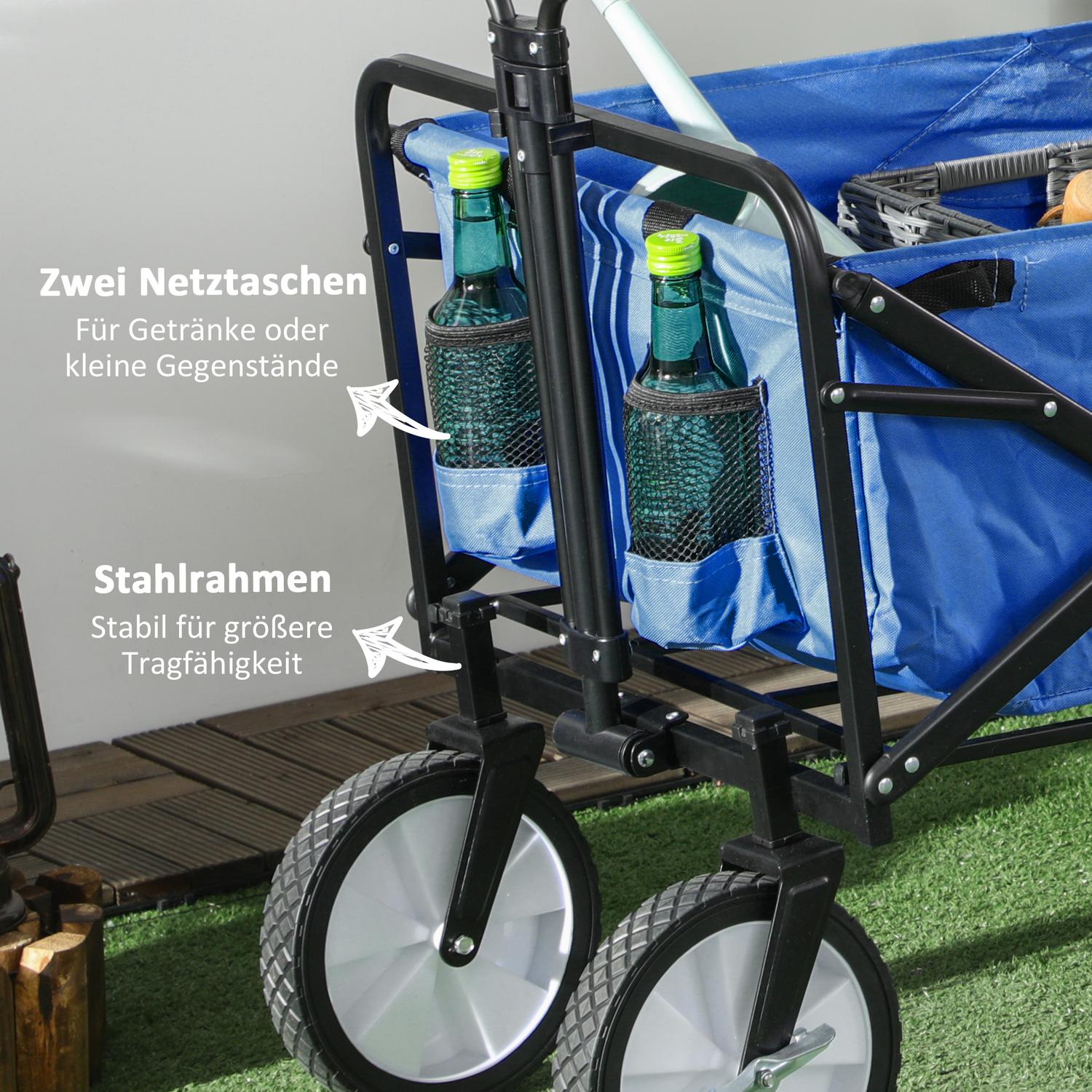 Fällbar trädgårdsvagn i stål – 360° hjul, justerbar storlek