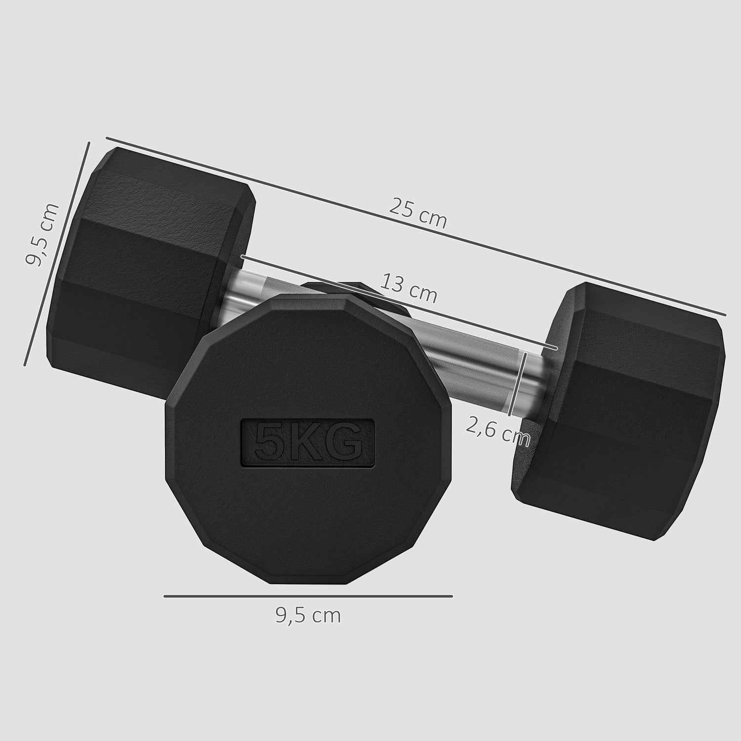 10 kg metall hantelset, halkfri, set om 2, svart