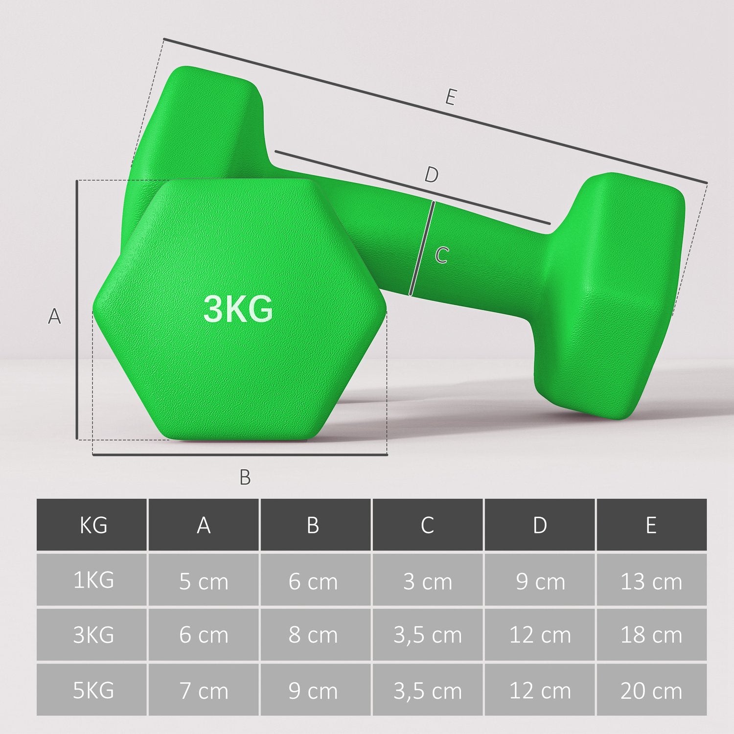 Hantelset med stativ – 6 par: 1 kg, 3 kg, 5 kg