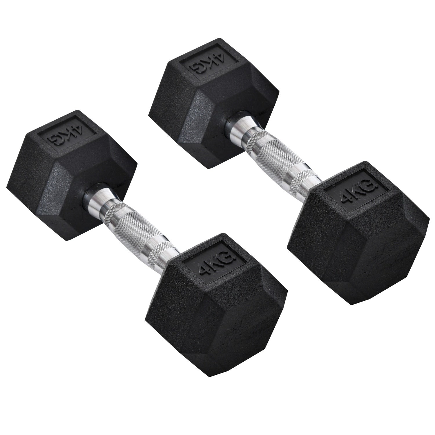 Hexagon Hantlar Set, 2x4 kg, gjutjärn, räfflade handtag
