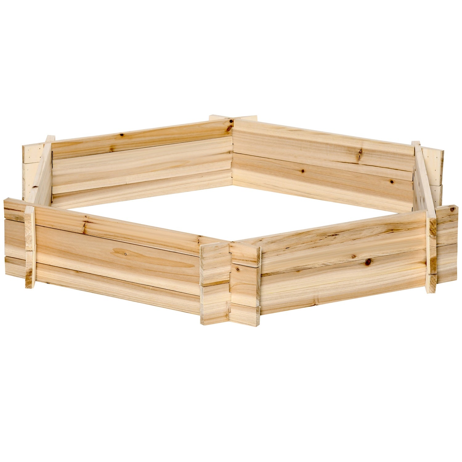 Hexagonal träupphöjd säng för trädgård eller balkong, 100x92x16 cm