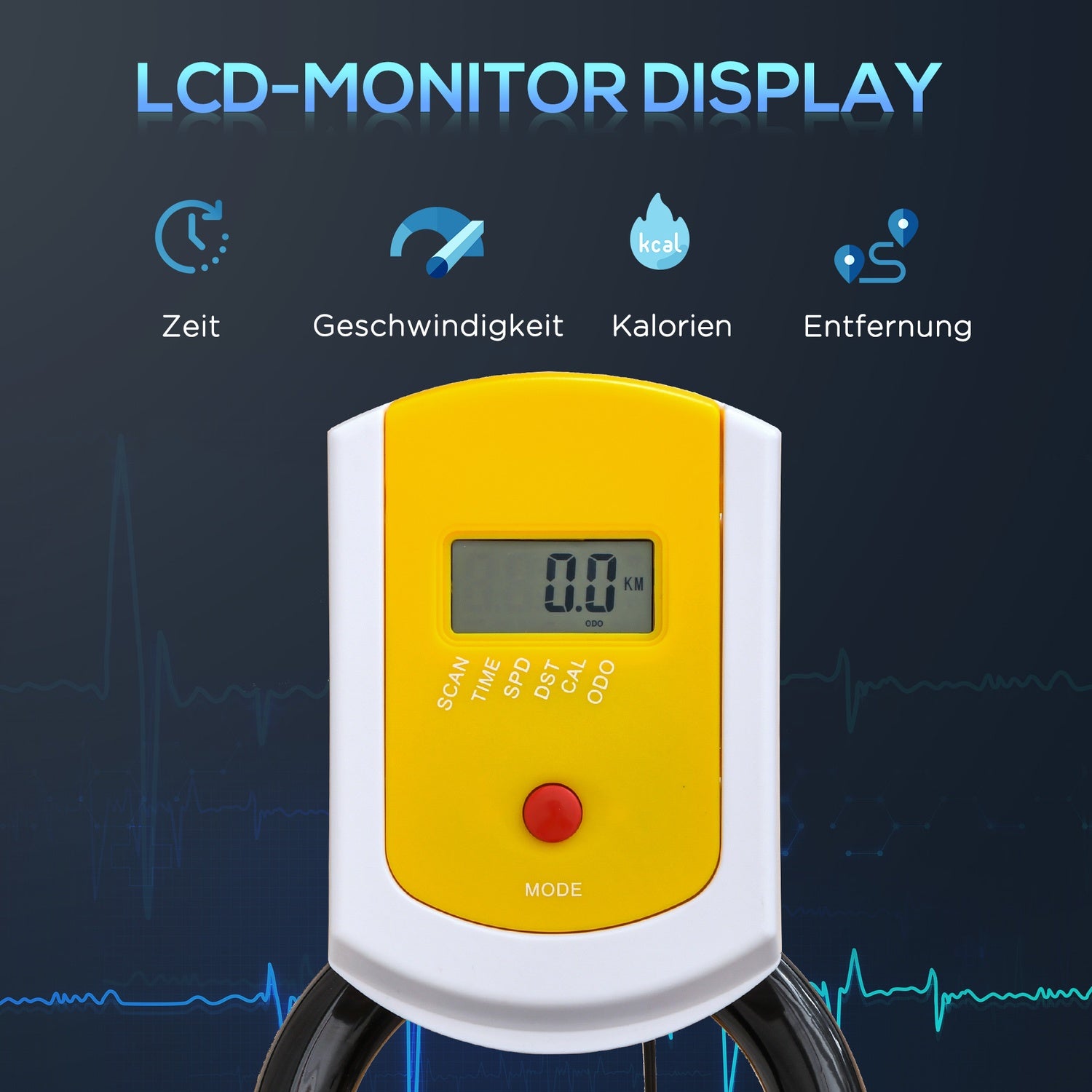 Höjdjusterbar cykeltränare med LCD-skärm
