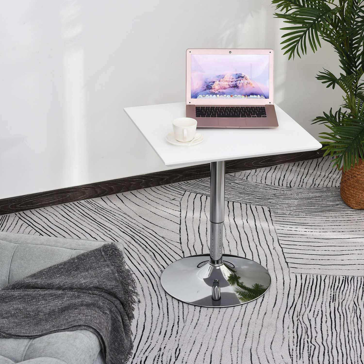 Höjdjusterbart Square Steel Bistrobord, 60x60 cm, Vit