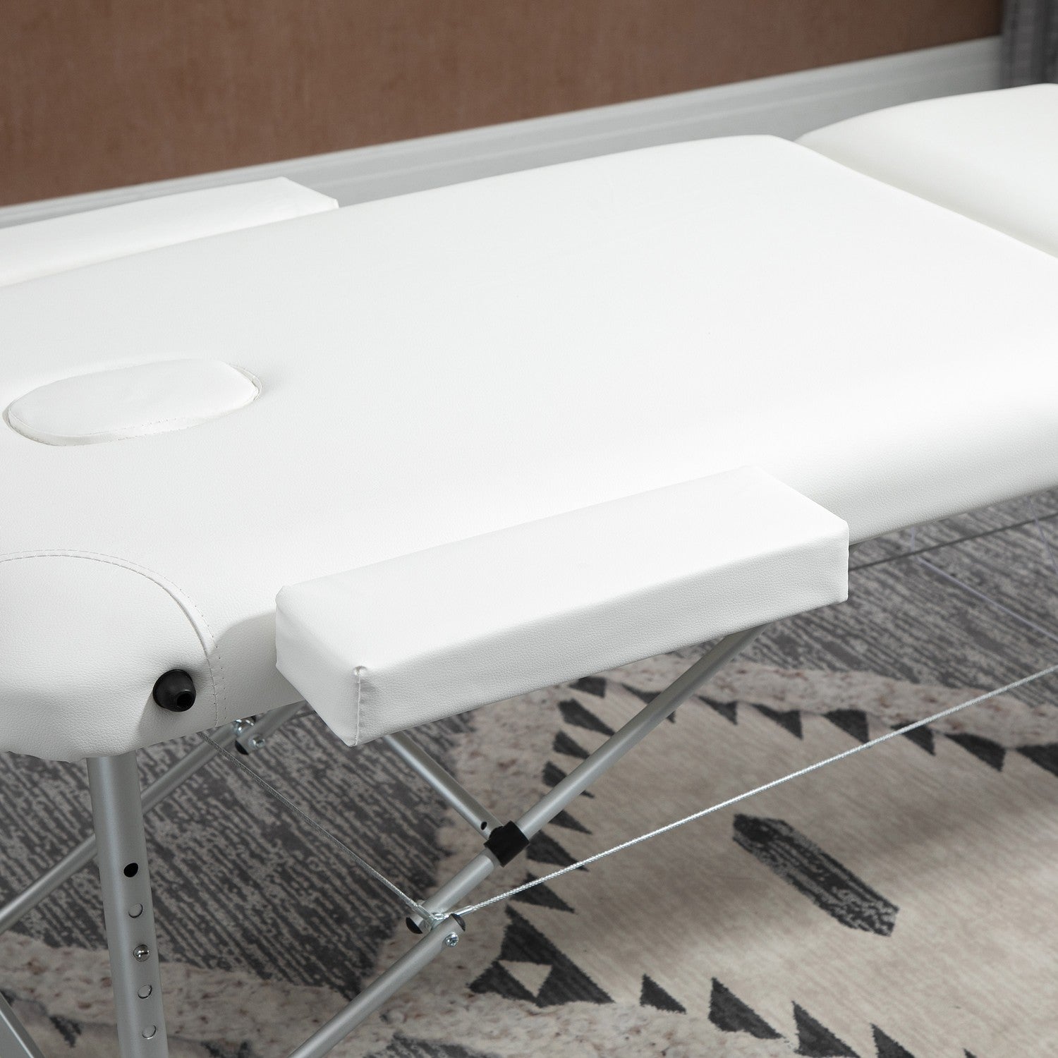 Höjdjusterbart massagebord med kudde, vit 215x60 cm