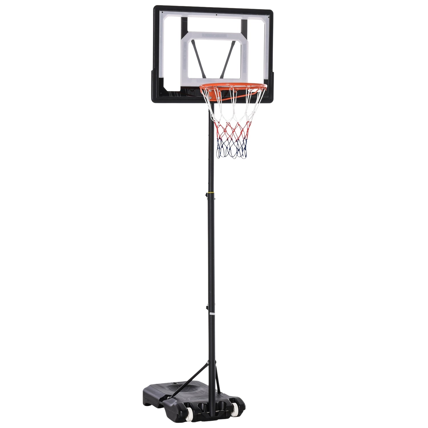 Höjdjusterbar utomhusbasketbåge med hjul, svart