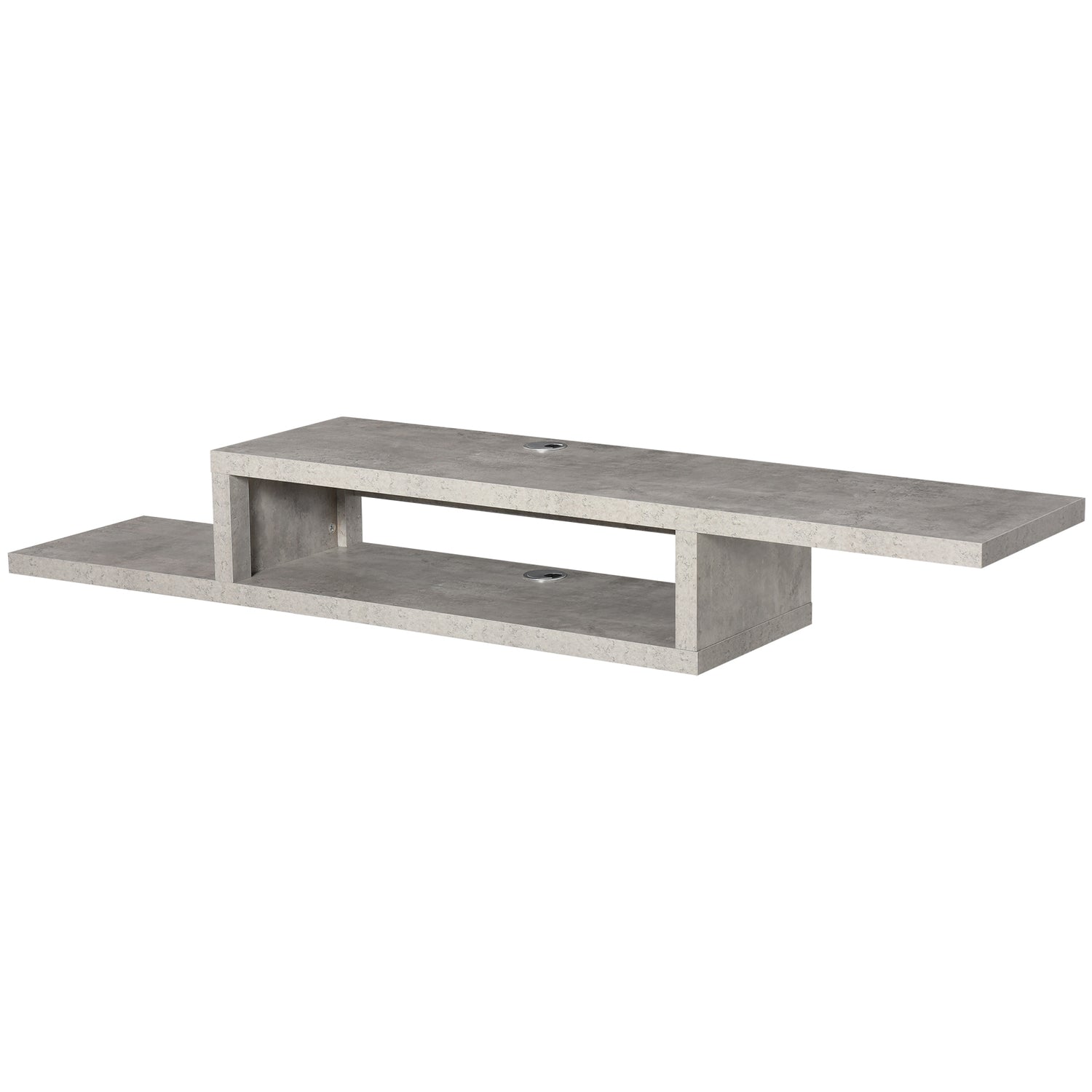 Hängande TV Lowboard; Cementgrå multimediahylla