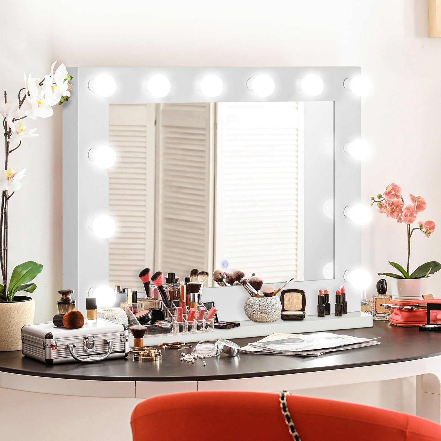 Hollywood Mirror, Dimbara LED-lampor, Touch Switch, 80x60 cm