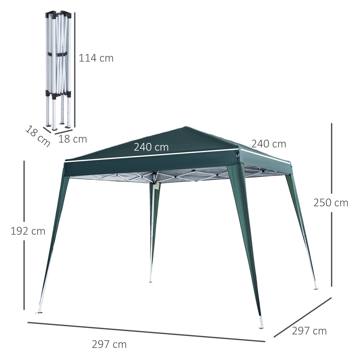 Grönt stål hopfällbart paviljongtält med bärväska 2,4x2,4M