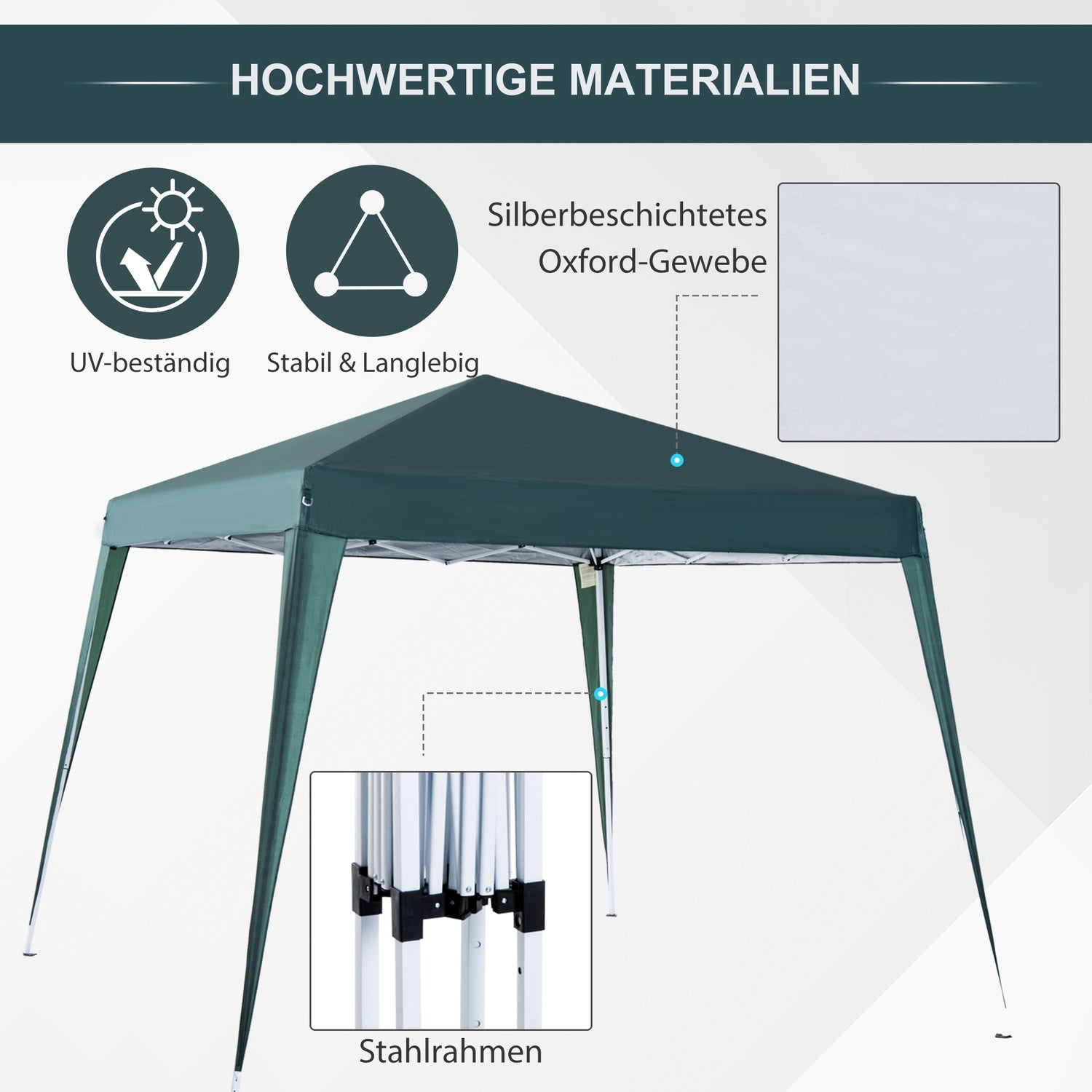 Grönt stål hopfällbart paviljongtält med bärväska 2,4x2,4M