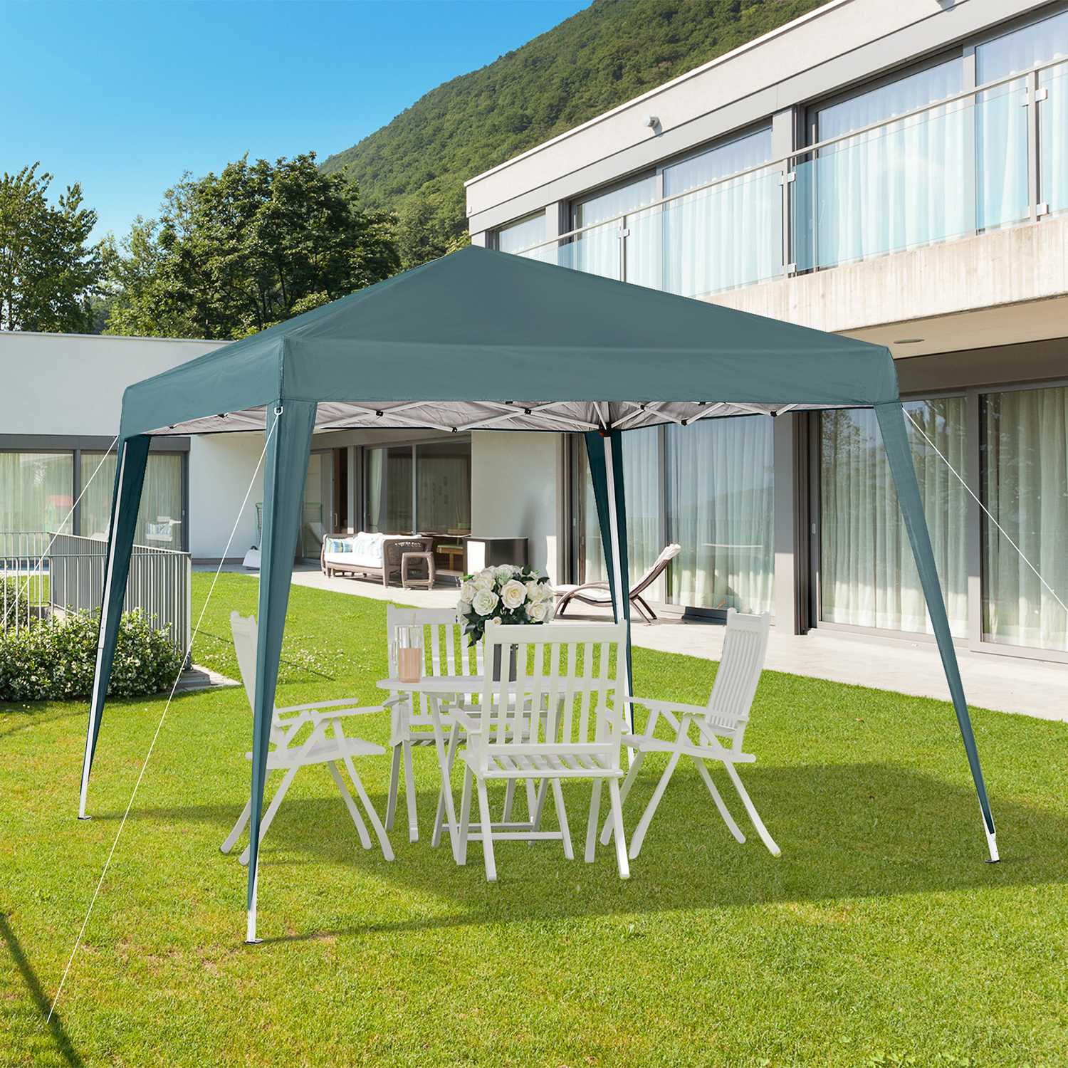 Grönt stål hopfällbart paviljongtält med bärväska 2,4x2,4M