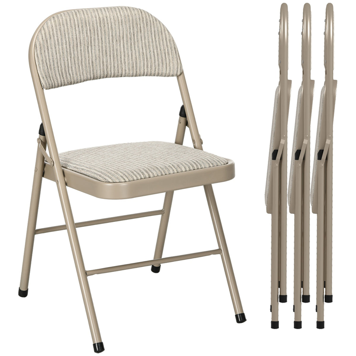 Opvouwbare gestoffeerde stoelen, set van 4 – Stalen frame, beige