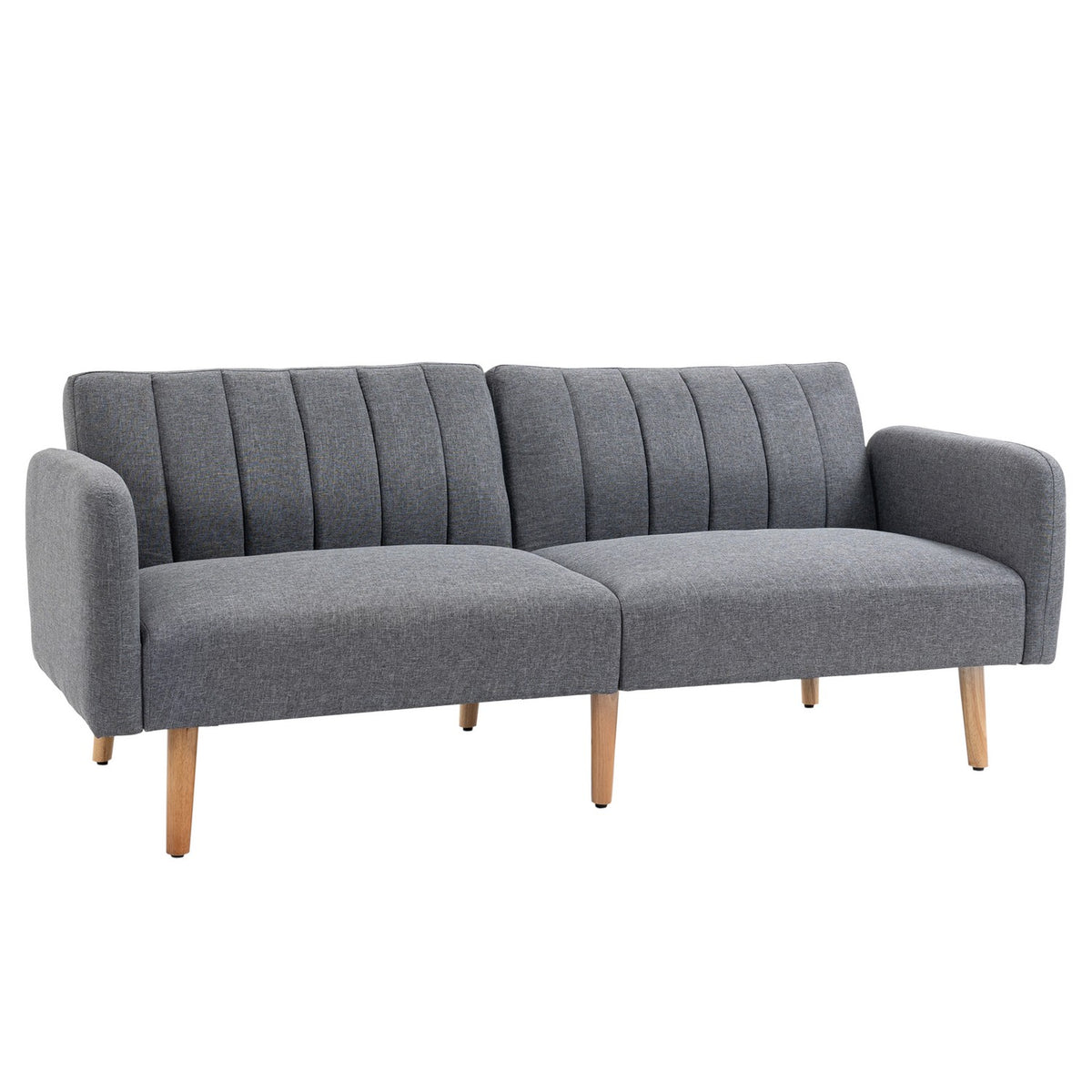 Hopfällbar bäddsoffa, 2-sits, grå linneliknande tyg