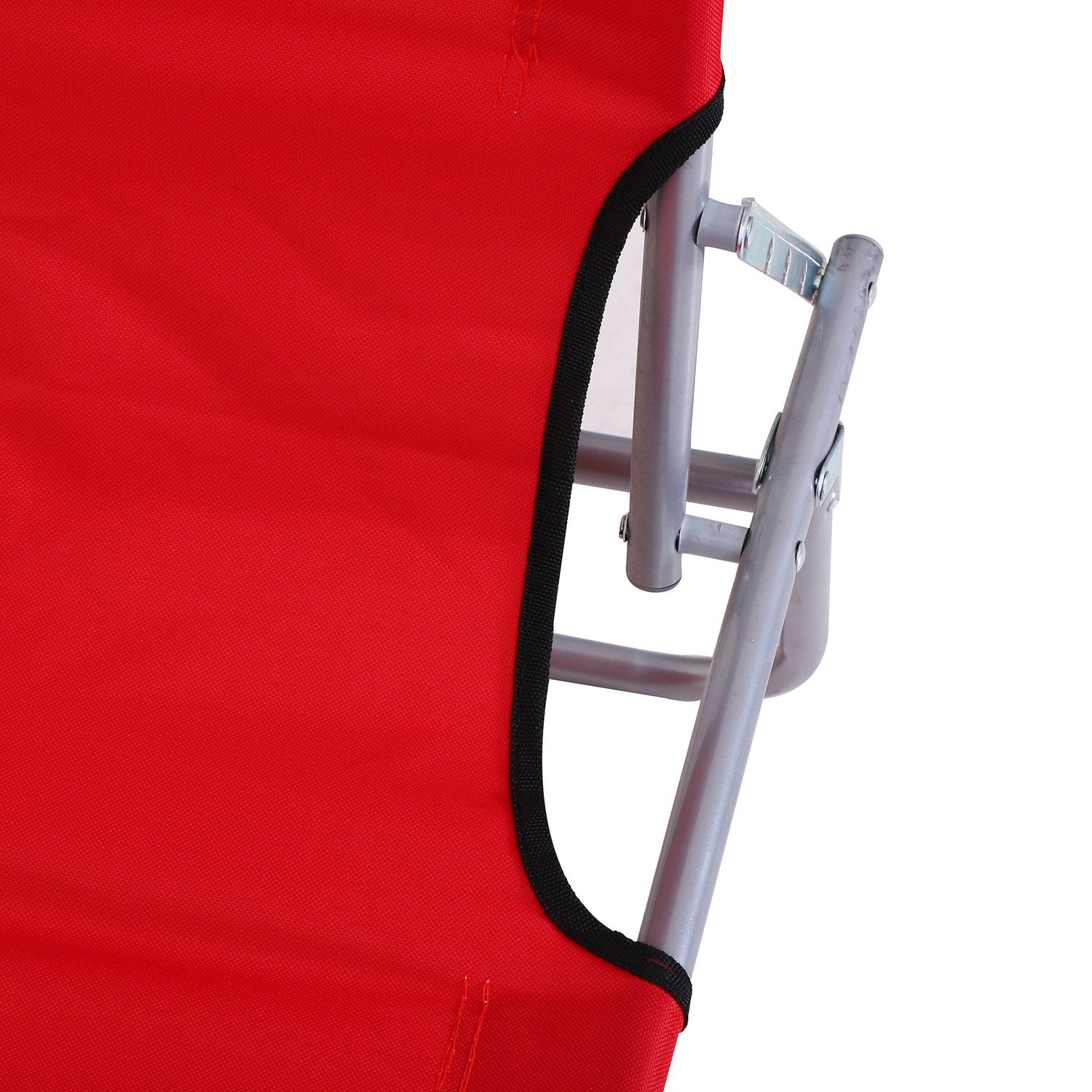 Hopfällbar röd solstol med solskydd för utomhusbruk