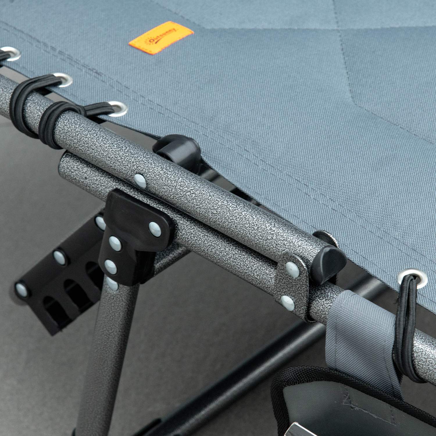 Hopfällbar solstol med kudde & sidficka, grå