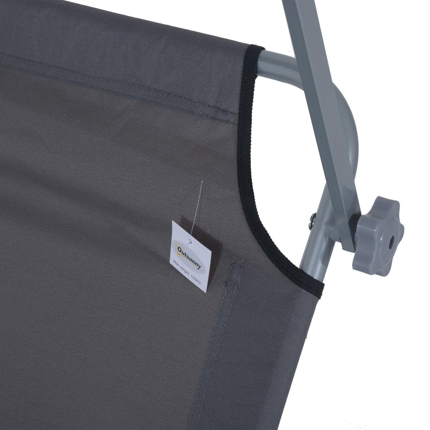 Hopfällbar solstol med solskydd, Grå - 187x58x36 cm