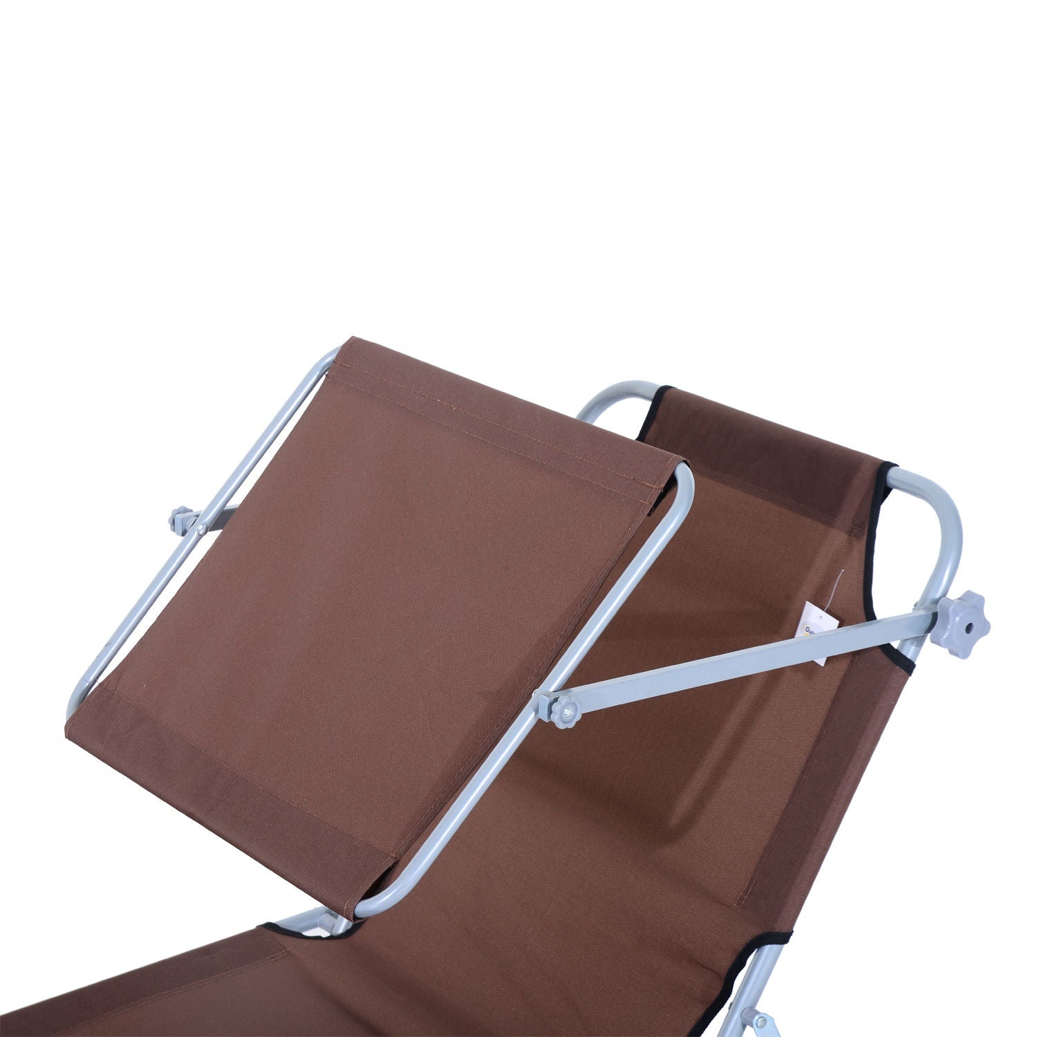 Hopfällbar solstol med solskydd, brun, 187x58x36 cm