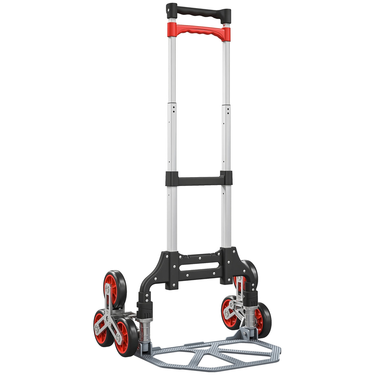 Skládací schodišťový vozík, 6 kol, nosnost 70 kg, červený