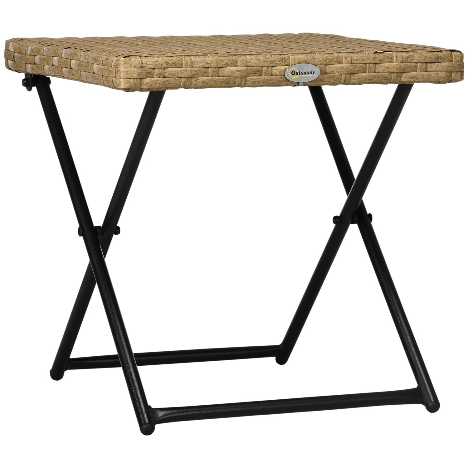 Hopfällbart trädgårdssidobord i polyrattan, metall, 40x40x40Cm