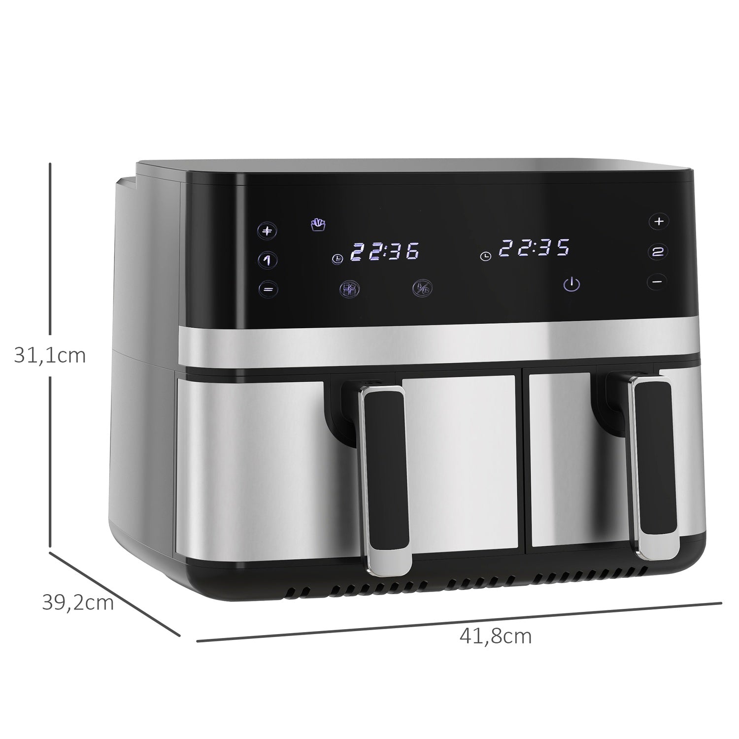 Hot Air Fryer 8,5L – Dubbel kammare, non-stick, smart timer