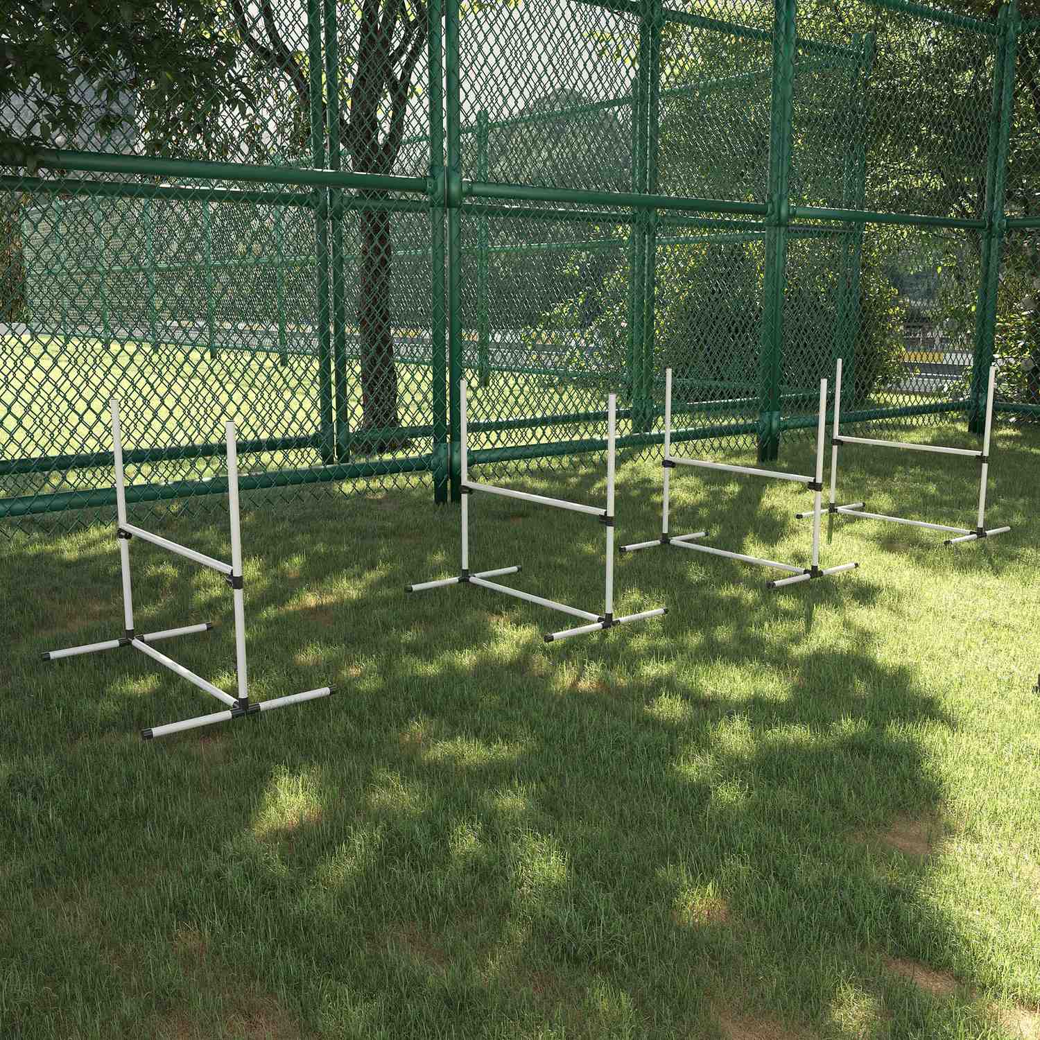 Hund Agility Training Set – 4 slalomhäck, vit