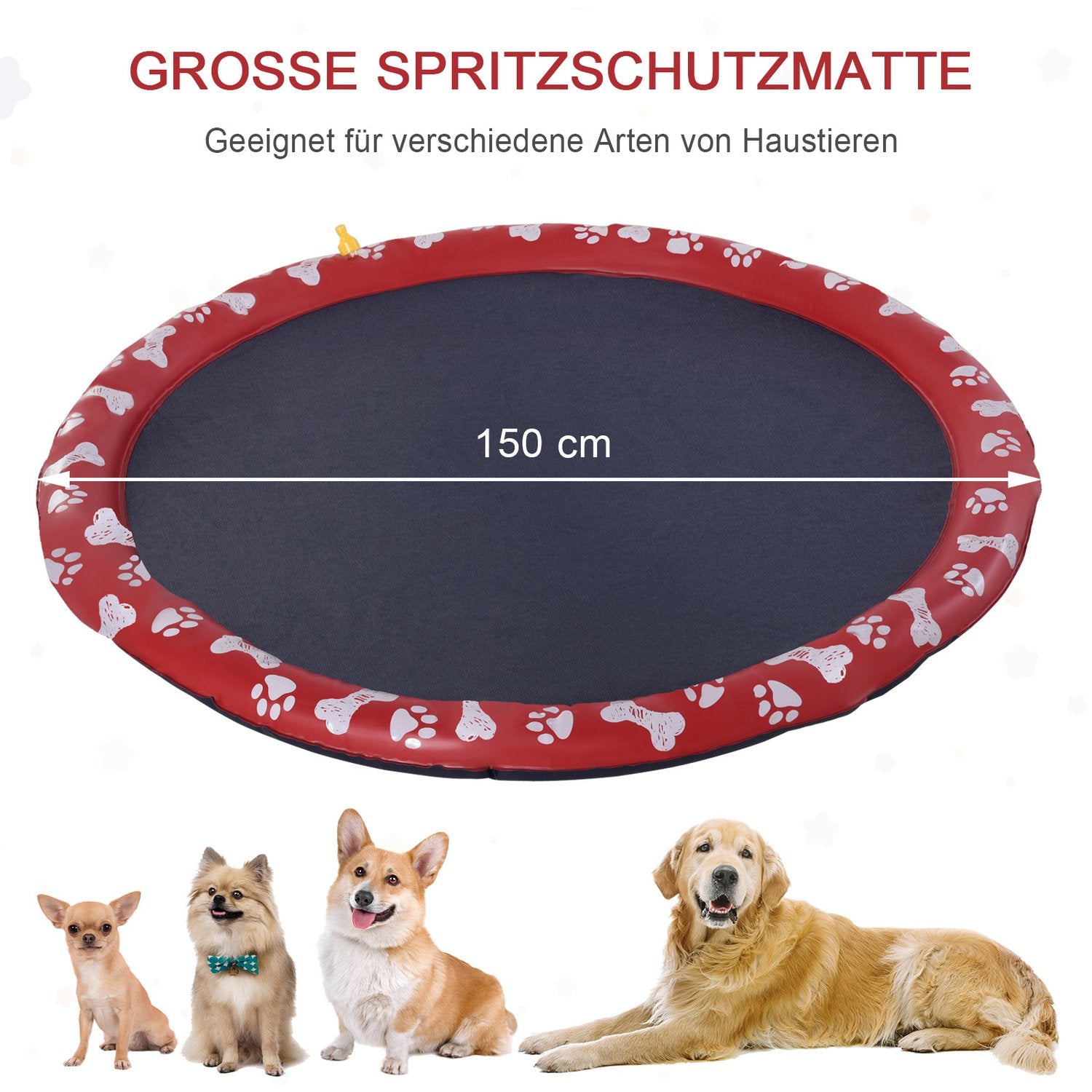 Hundpool, 170 cm vattenmatta, halkfri för trädgård