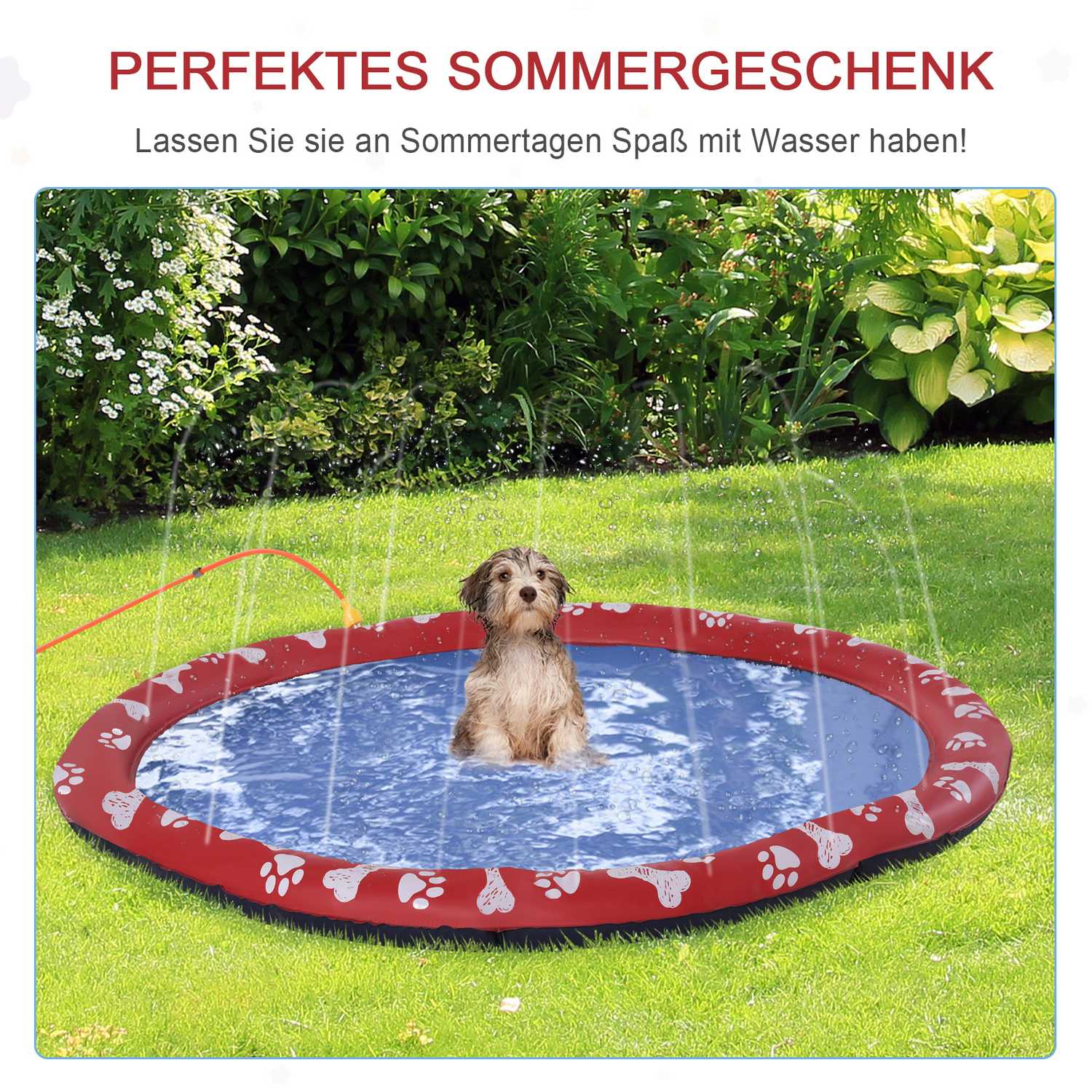 Hundpool, 170 cm vattenmatta, halkfri för trädgård