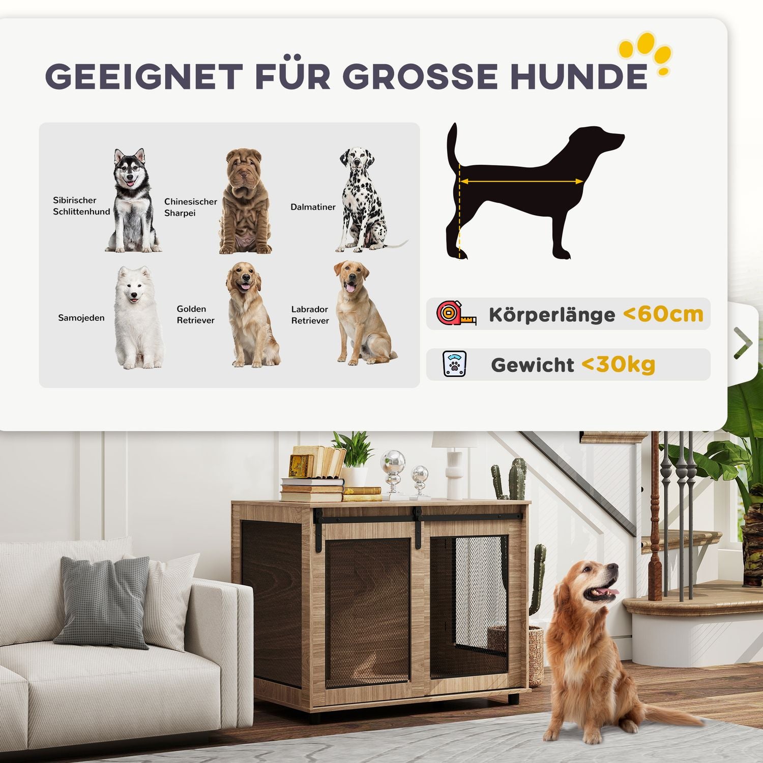 Hundbursmöbler, stort stål, 2-dörrars sidobord 98x60x78 cm