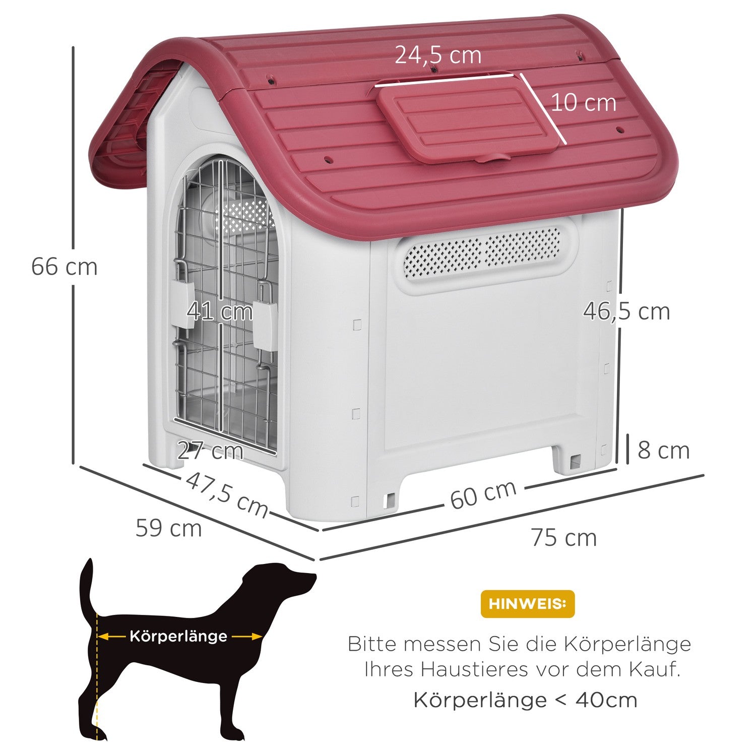 Utomhus hundkennel med tak, vattentät, luftcirkulation