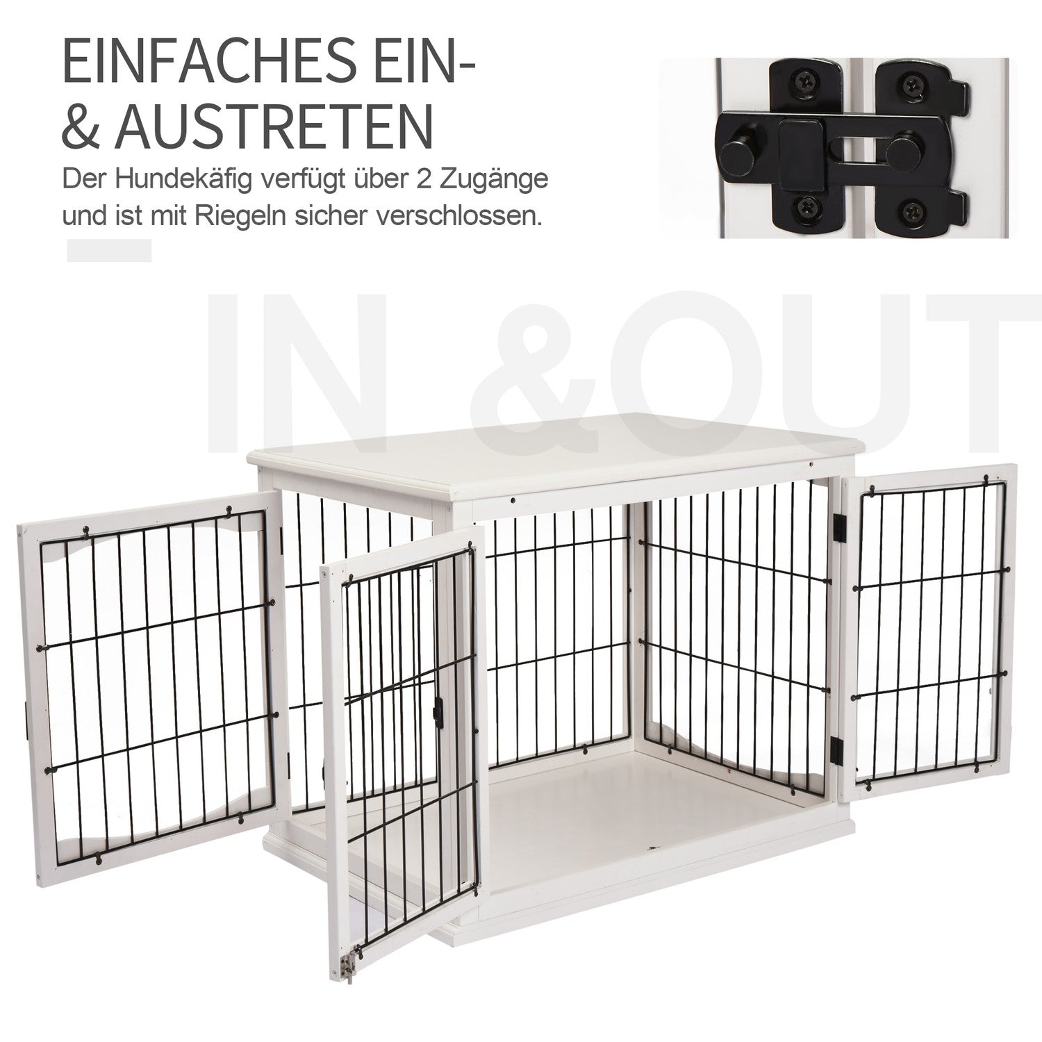 Liten hund hundkennel, inomhusbur, vit 81x58,5x66 cm