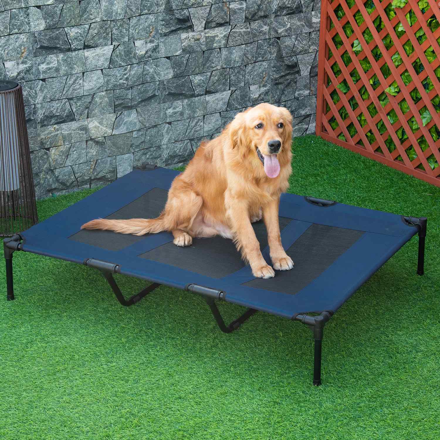 Outdoor Pet Lounger – Metallram, Mörkblå 122x92x23 cm