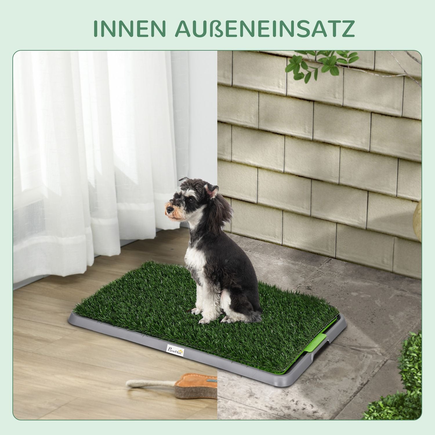 Hundpottträningsbricka med 2 gräsmattor, 67 x 41 cm
