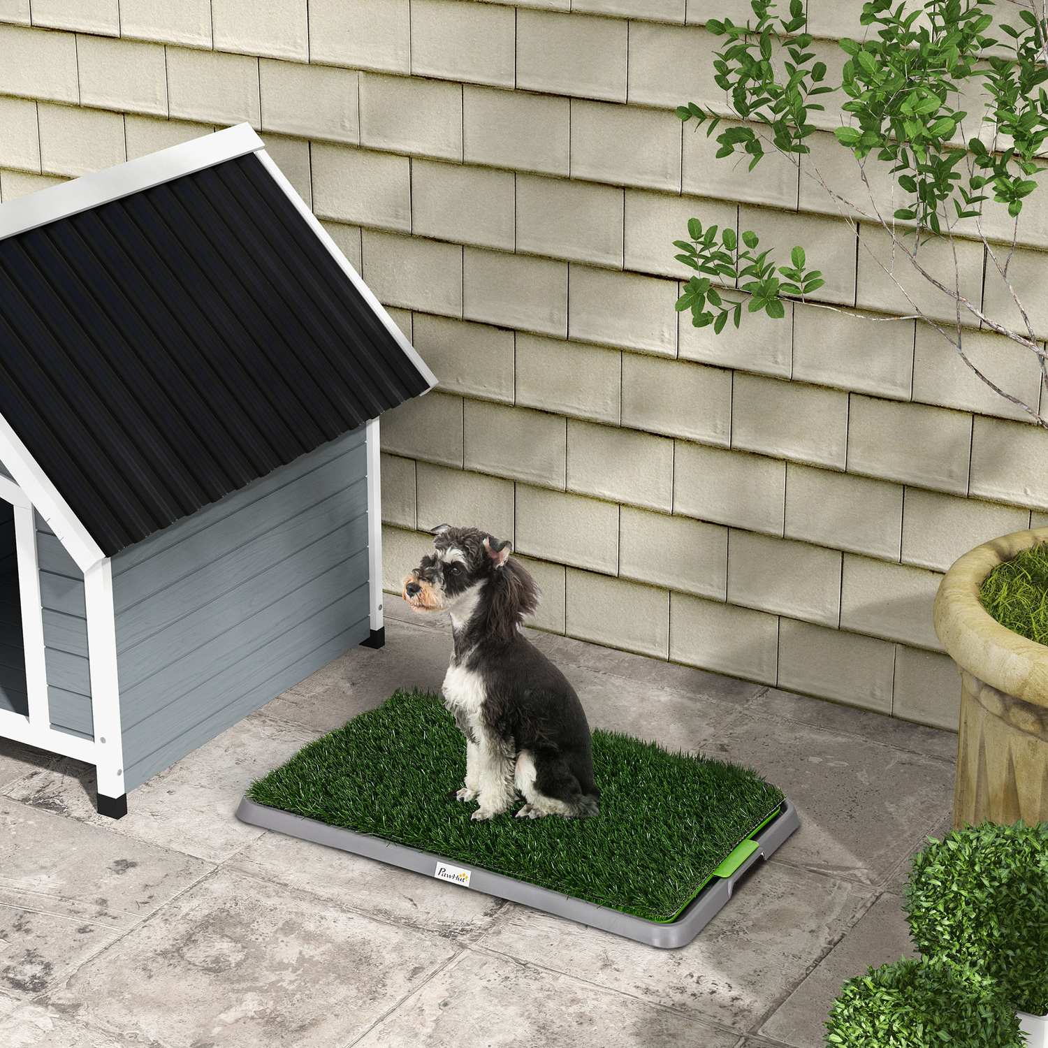 Hundpottträningsbricka med 2 gräsmattor, 67 x 41 cm