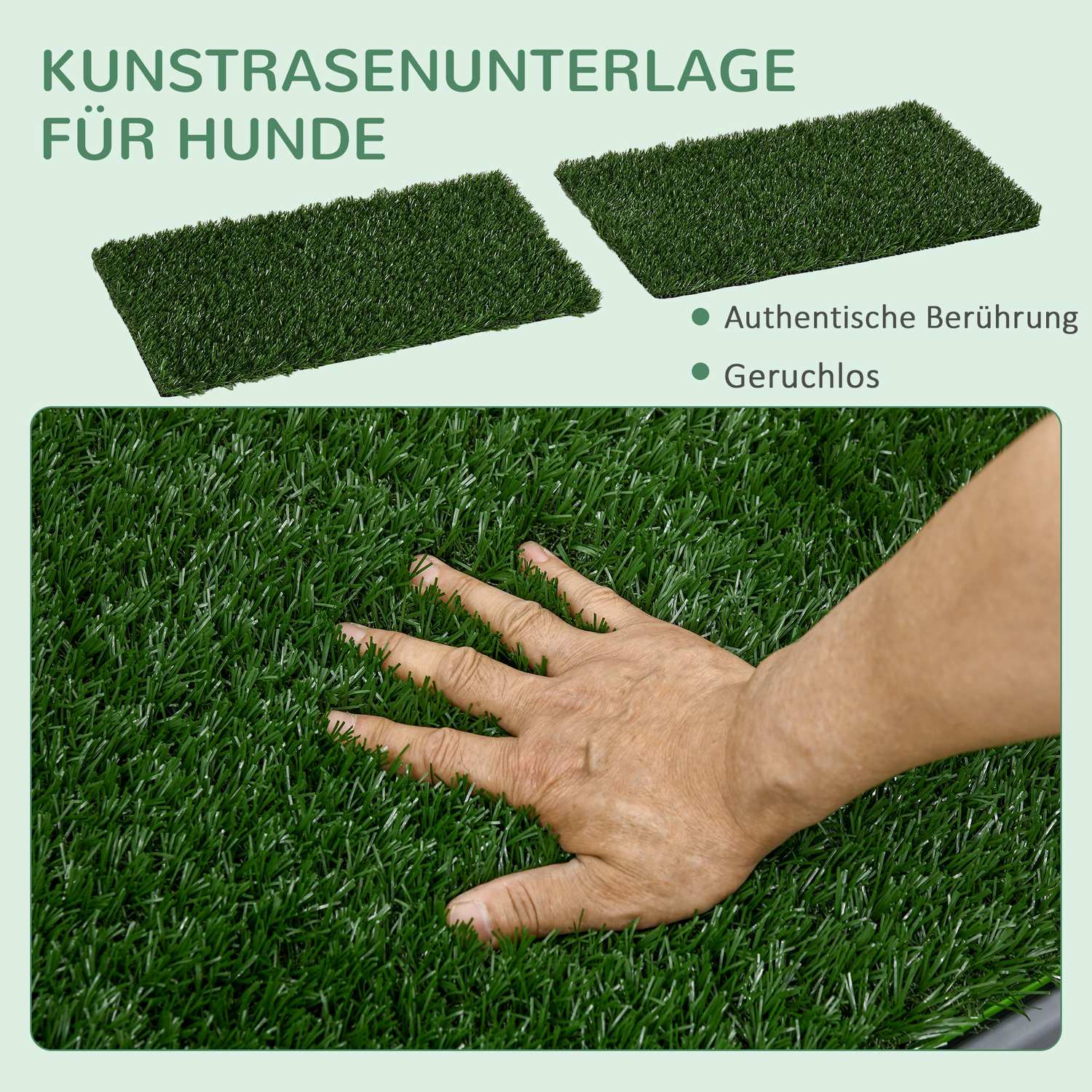 Hundpottträningsbricka med 2 gräsmattor, 67 x 41 cm