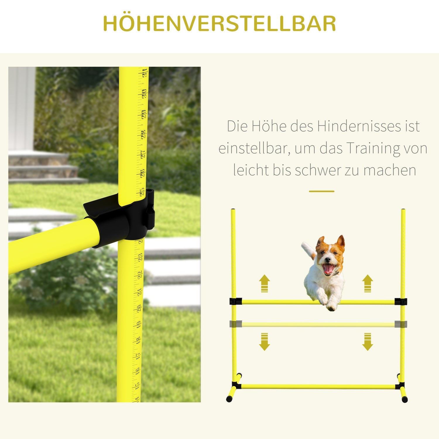 Hundträningsslalomset – 4 gula plasthäckar