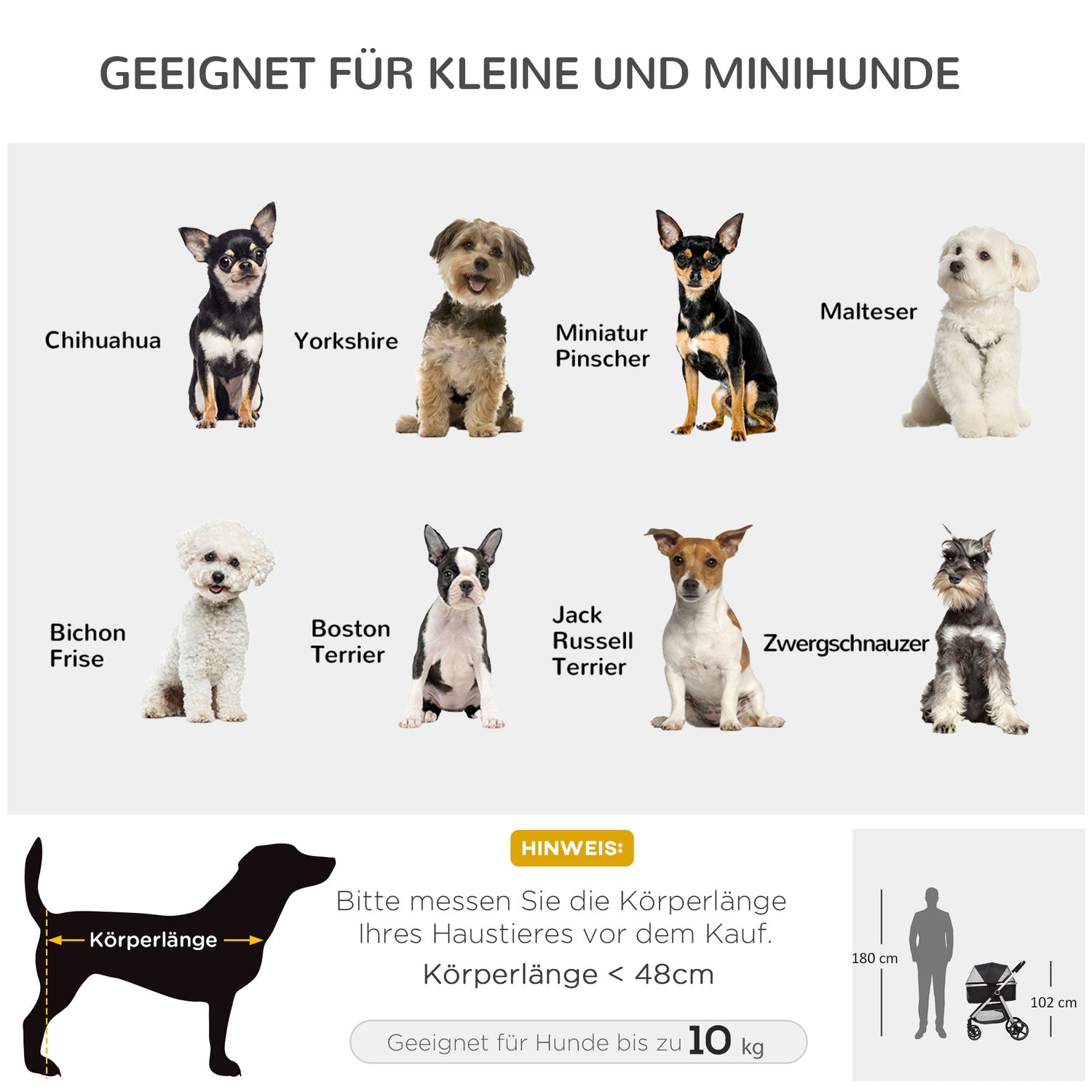 Hopfällbar hund- och kattvagn – 3-i-1 med kudde, bromsar