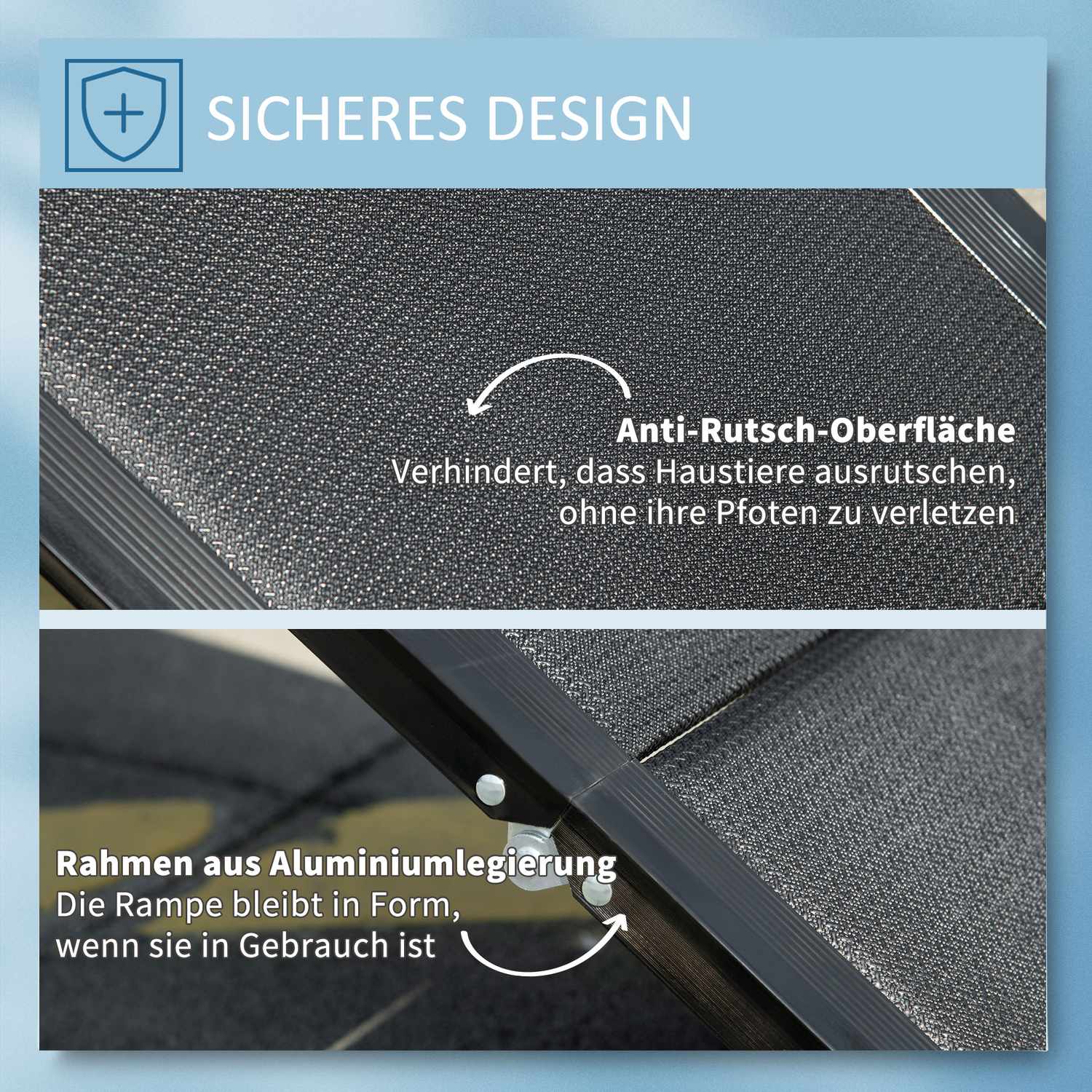 Fällbar hundramp i aluminium, halkfri, stöder upp till 40 kg