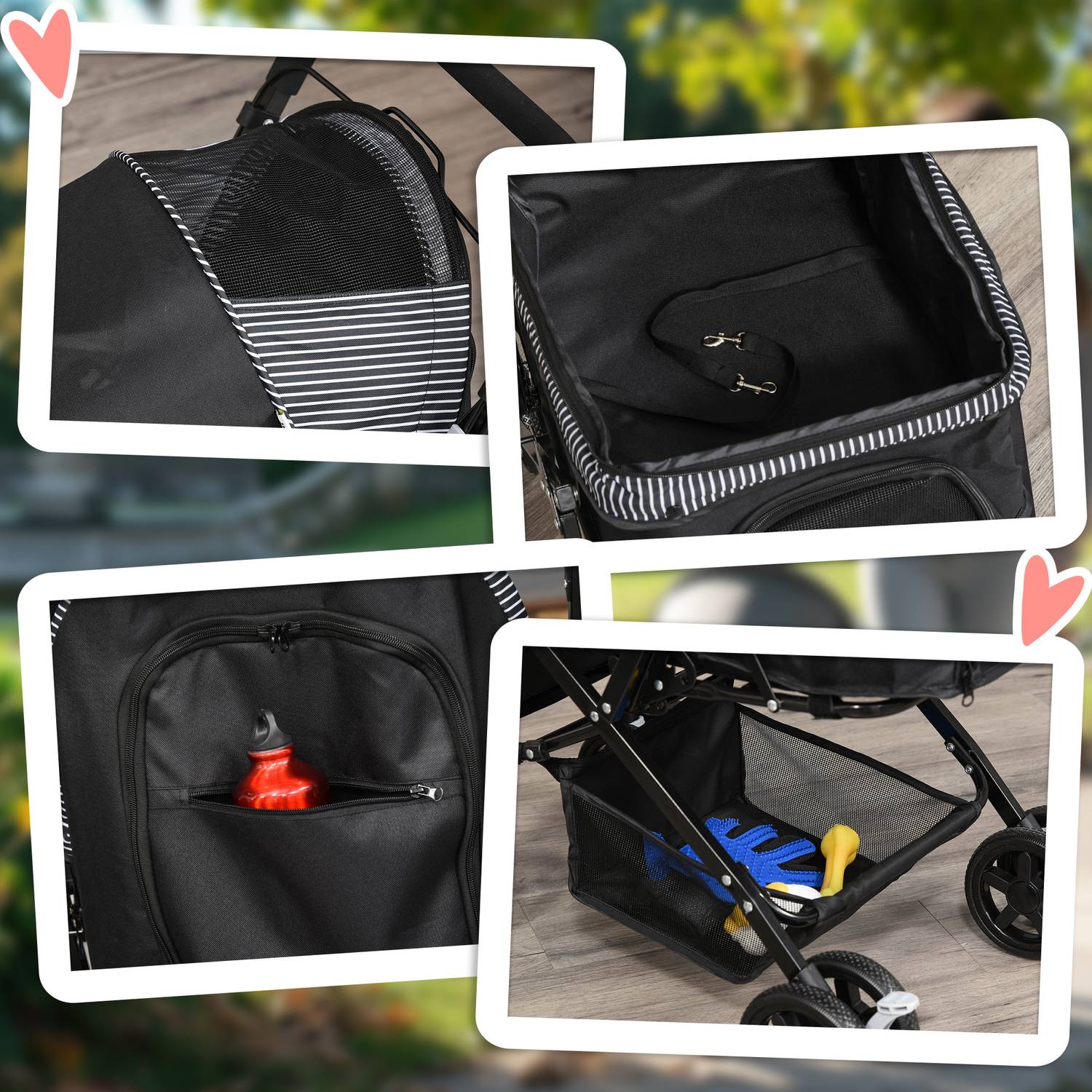 Husdjursvagn för små hundar och katter, Oxford Black